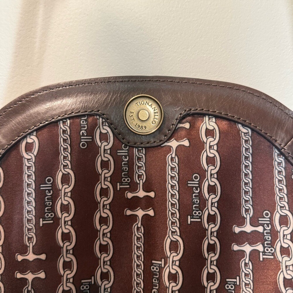 Tignanello Orange Leather Flap Front Saddle Bag Crossbody Accordion Style‎ Purse - Picture 8 of 12